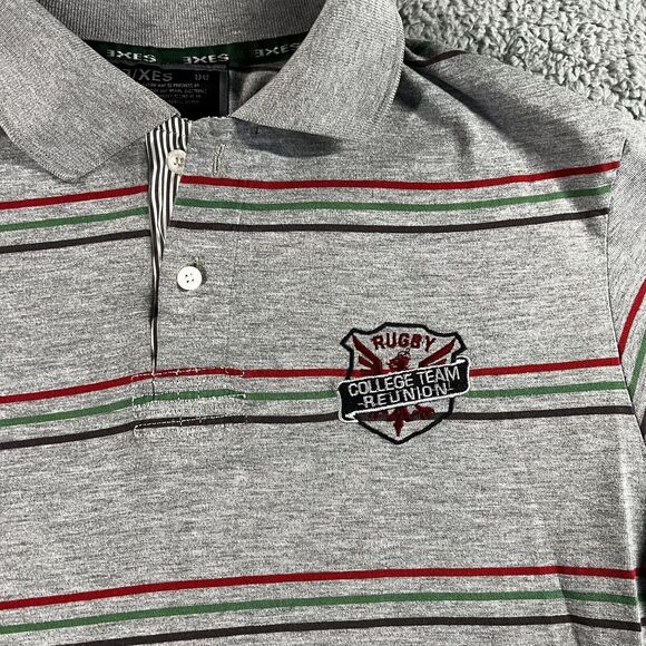 Rugby Polo Shirt Mens XL Short Sleeve Collared Striped Preppy Sporty - Picture 4 of 7
